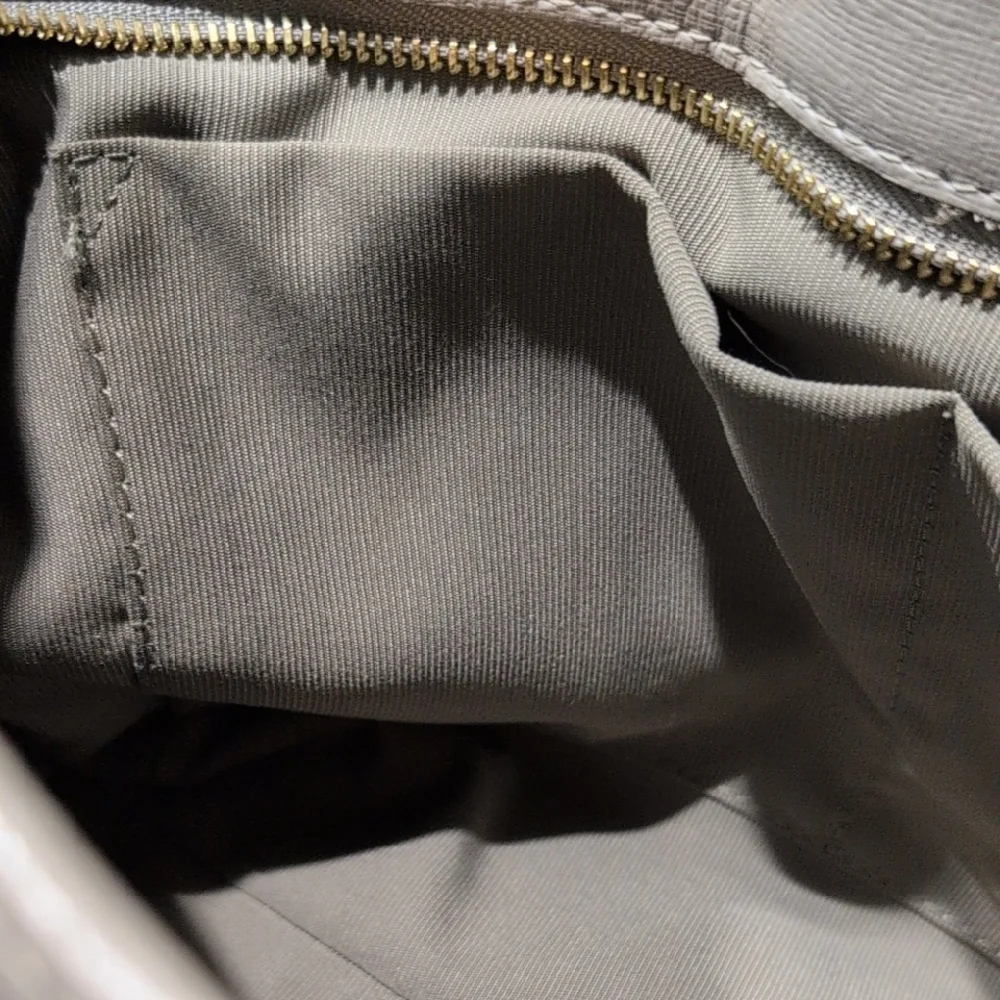 Furla Taupe Leather Tote Handbag Nice Purse 13 x 8 Stylish Club Career - Picture 14 of 16